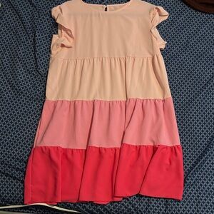 SHEIN Blush and Coral Tiered Dress